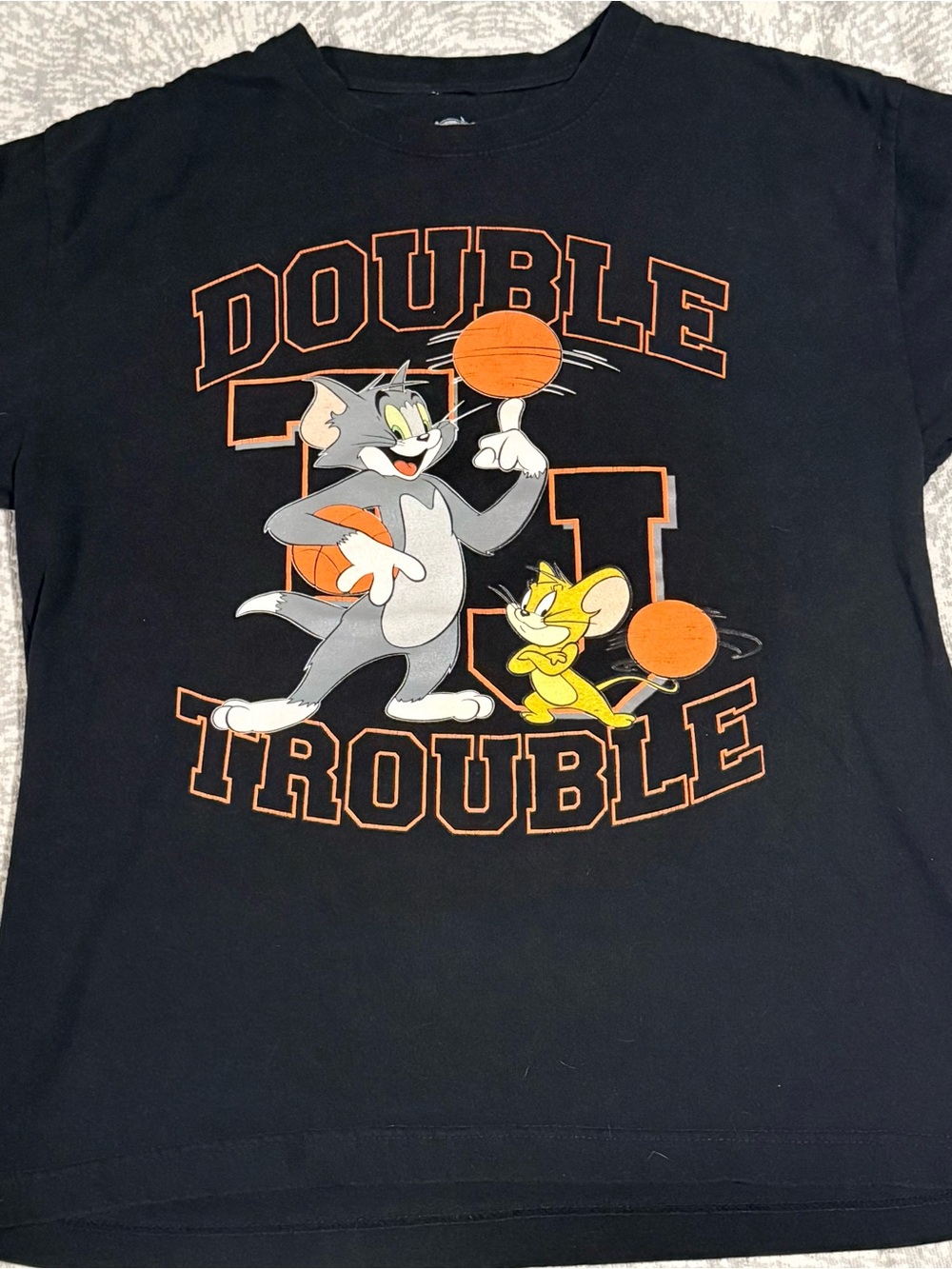 Tom & Jerry Double Trouble Basketball Graphic Tee Black Size Large